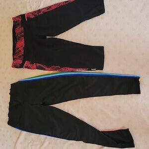 2 Pairs Of Active Leggings ~ Rainbow Stripe Black
